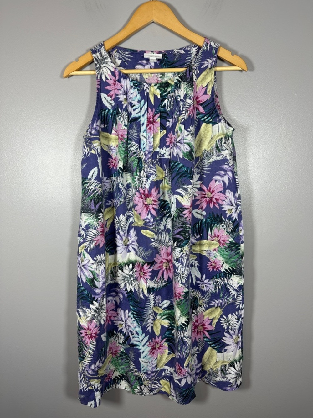 J. Jill Love Linen 100% Linen Floral Midi Shift Dress Women’s Size XS